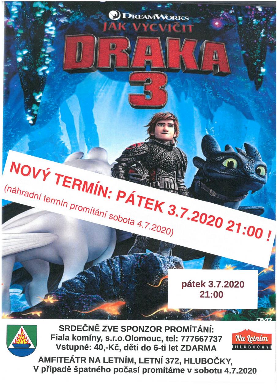 letní KINO: JAK VYCVIČIT DRAKA 3 amfiteátr KD Hlubočky