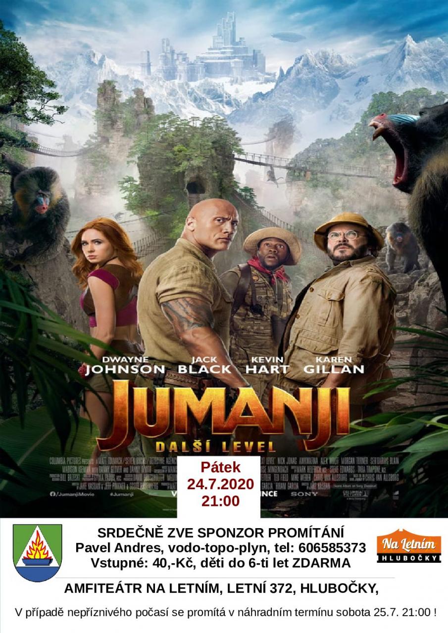 letní kino: film: Jumanji – další level amfiteátr KD Hlubočky